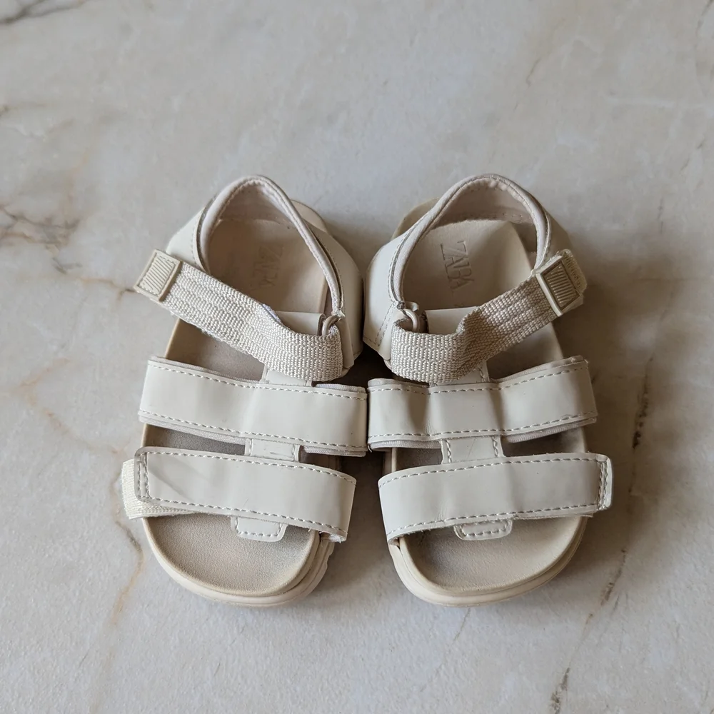 Zara | Kids Cream Strappy Comfort Sandals